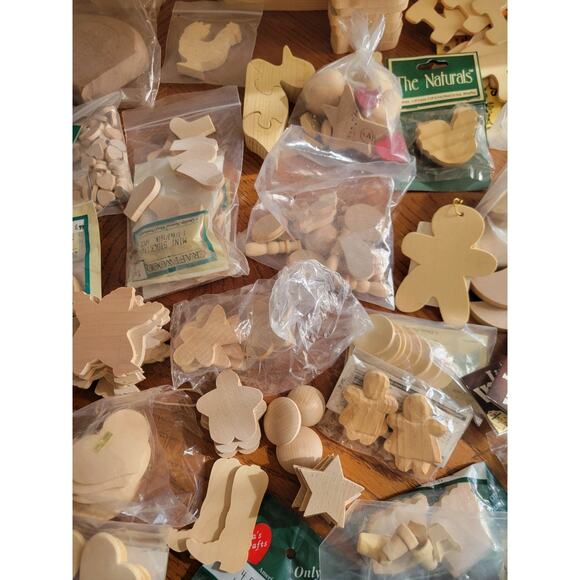 Lot of Wooden Jigsaw Puzzles, Shapes, Embellishments, Cut-Outs Craft Pieces - Picture 10 of 16